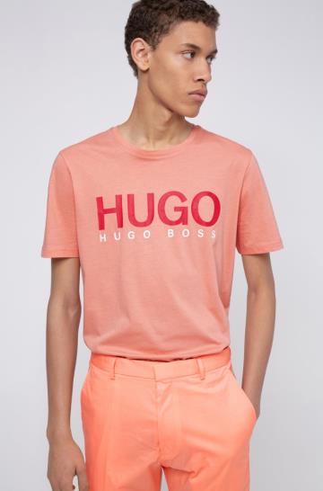 Koszulki HUGO Logo Print Głęboka Pomarańczowe Męskie (Pl32951)